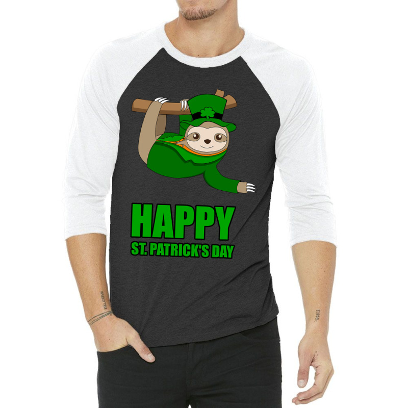 Irish Sloth Happy St Patricks Day Gift Kids Ireland 3/4 Sleeve Shirt | Artistshot