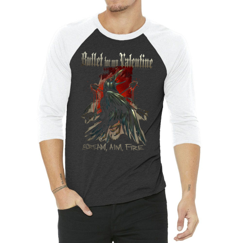 Bullet For My Valentine – Scream Aim Fire Crow 3/4 Sleeve Shirt by Iribe890 | Artistshot