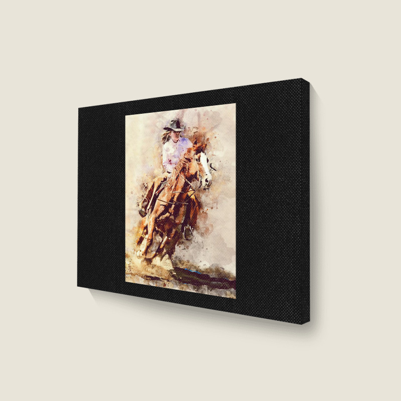 Hot Trend Cowgirl  Rides Galloping Horse Landscape Canvas Print | Artistshot