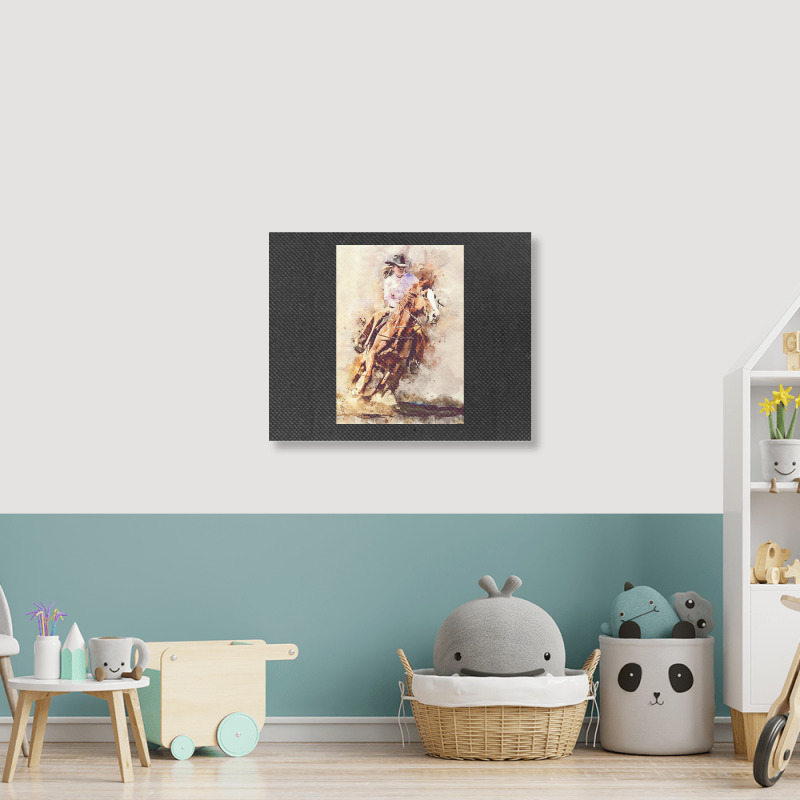 Hot Trend Cowgirl  Rides Galloping Horse Landscape Canvas Print | Artistshot