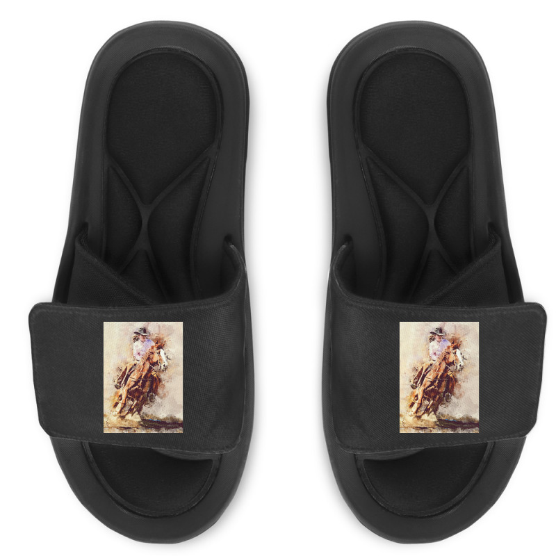 Hot Trend Cowgirl  Rides Galloping Horse Slide Sandal | Artistshot