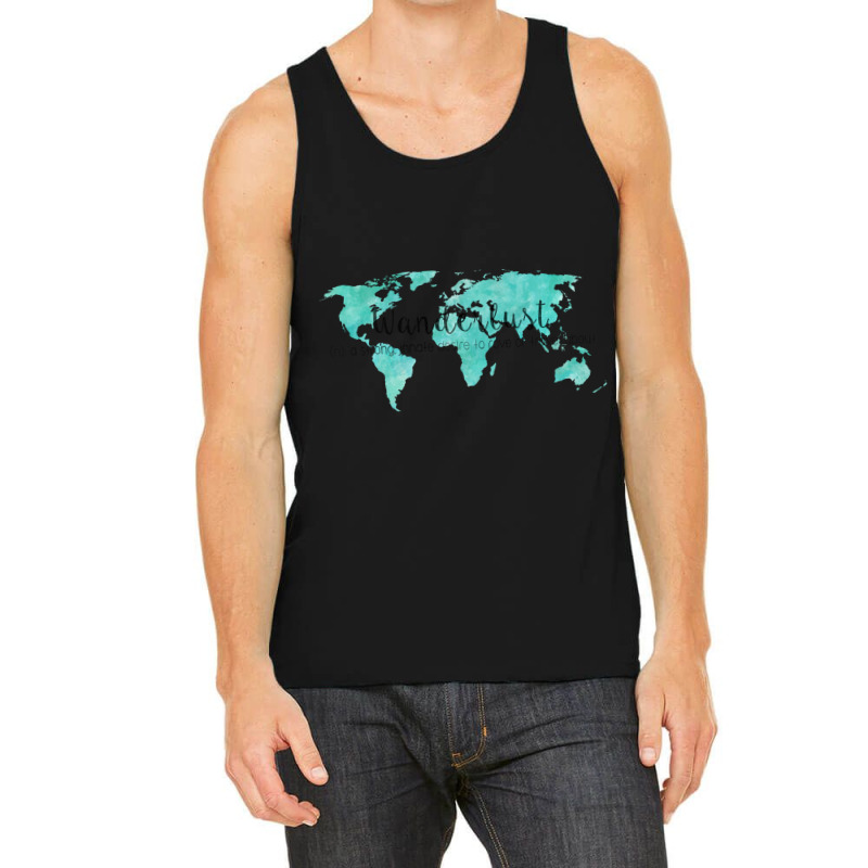 Wanderlust Definition On Teal World Map Tank Top | Artistshot