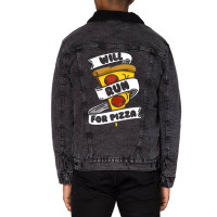 Will Run For Pizza Unisex Sherpa-lined Denim Jacket | Artistshot