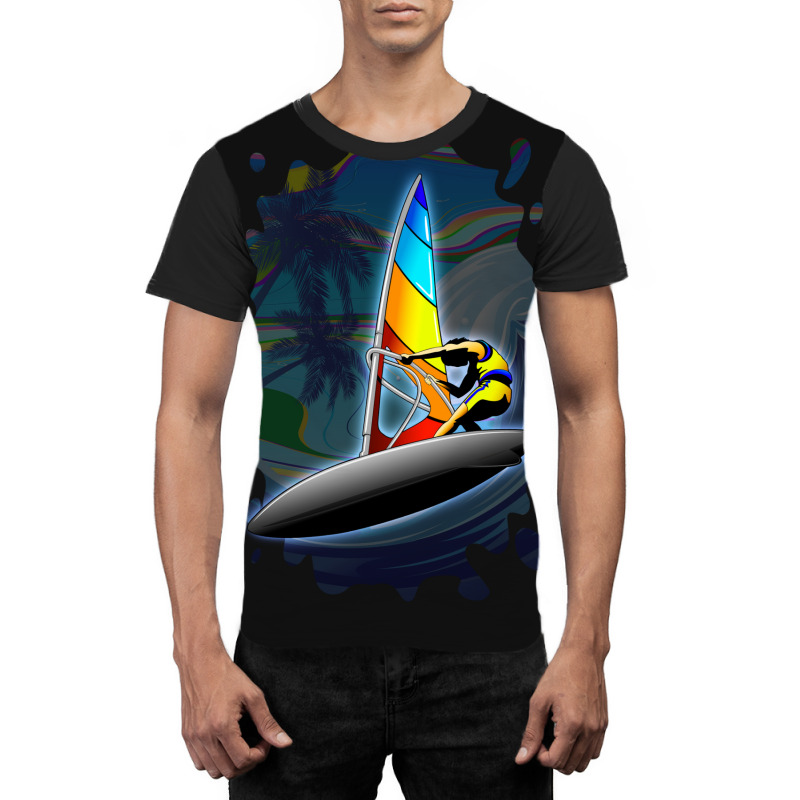 Windsurfer On Ocean Waves Graphic T-shirt | Artistshot