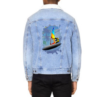 Windsurfer On Ocean Waves Unisex Sherpa-lined Denim Jacket | Artistshot