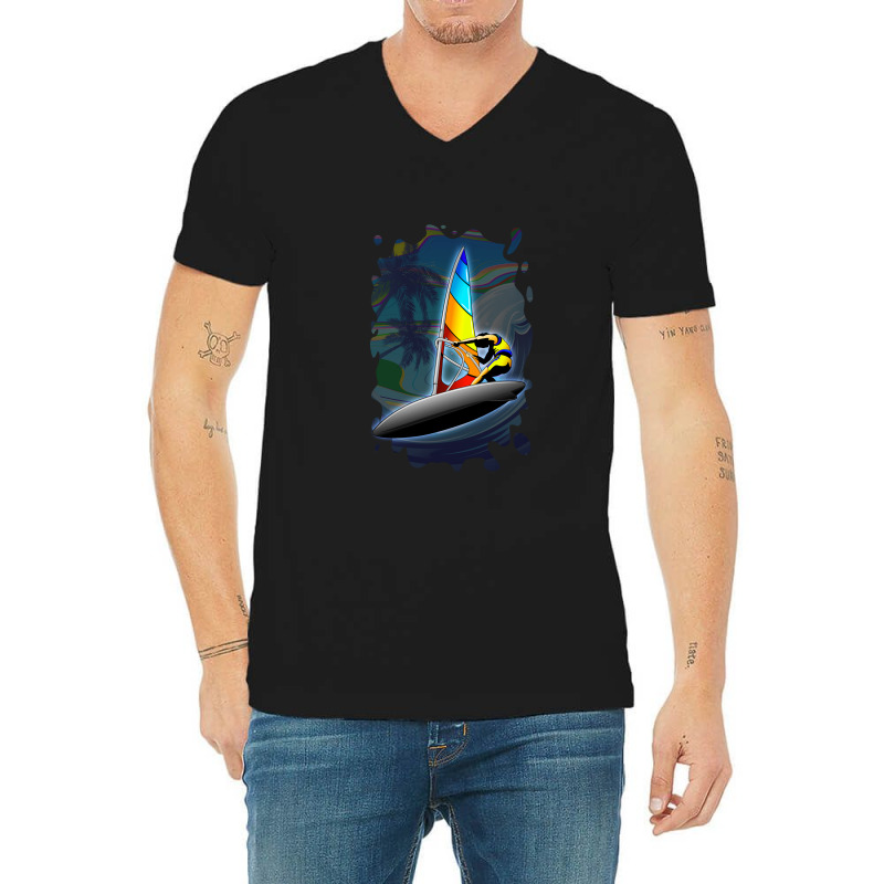 Windsurfer On Ocean Waves V-neck Tee | Artistshot