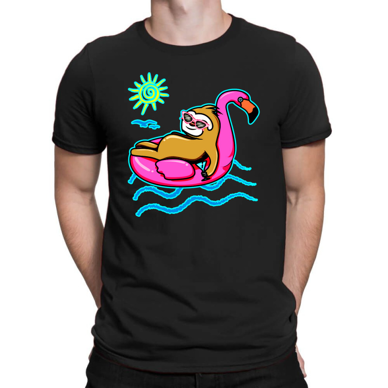 Chilling Flamingo Sloth Beach T-shirt | Artistshot