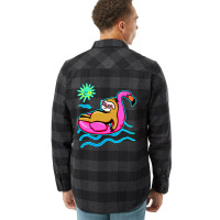 Chilling Flamingo Sloth Beach Flannel Shirt | Artistshot