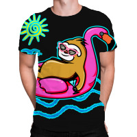 Chilling Flamingo Sloth Beach All Over Men's T-shirt | Artistshot