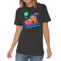 Chilling Flamingo Sloth Beach Vintage T-shirt | Artistshot