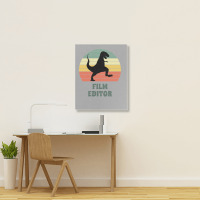 Film Editor Dinosaur  Funny Film Editor Gift Idea Active 70s 80s Portrait Canvas Print | Artistshot