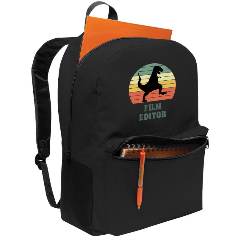 Film Editor Dinosaur  Funny Film Editor Gift Idea Active 70s 80s Backpack | Artistshot