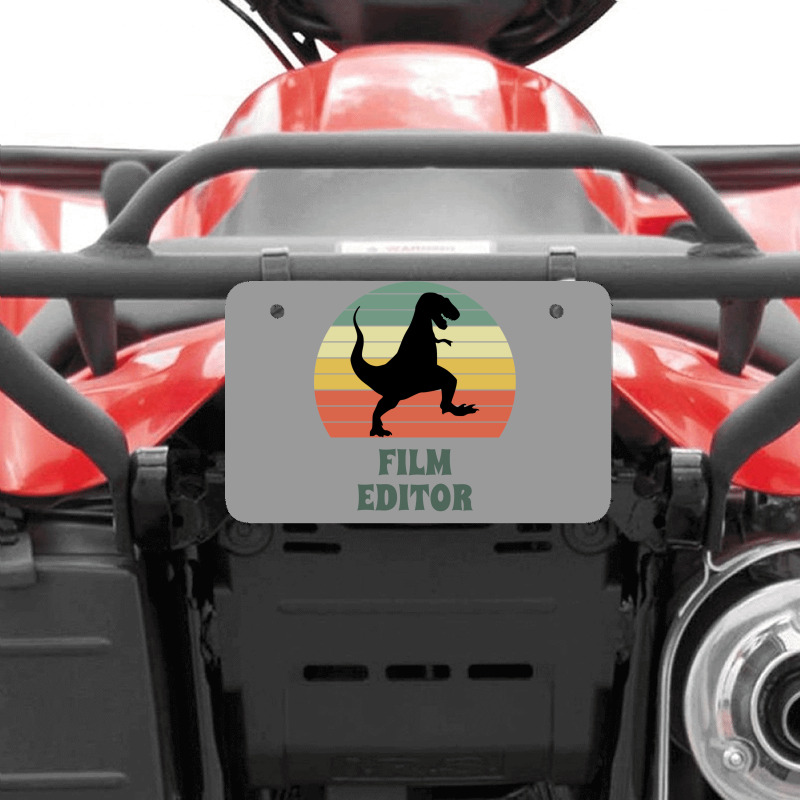 Film Editor Dinosaur  Funny Film Editor Gift Idea Active 70s 80s Atv License Plate | Artistshot