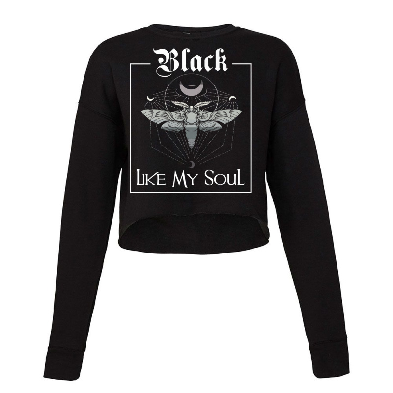 Black, Like My Soul, Vintage Goth Moth, And Crescent Moon Premium T Sh Cropped Sweater by sunda | Artistshot