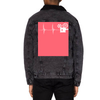 Film Director Camera Heartbeat Ekg Pulse Cameraman Sleeveless Vintage Unisex Sherpa-lined Denim Jacket | Artistshot