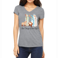 Christmas Glad Tidings Of Great Joy Nativity Christian Jesus Long Slee Women's V-neck T-shirt | Artistshot