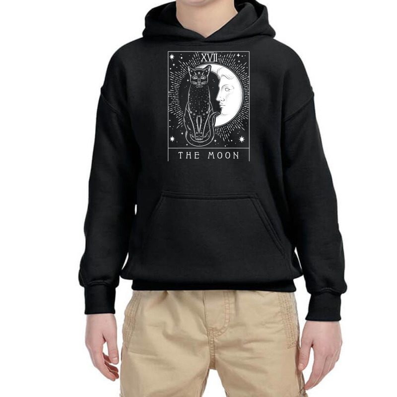 Ta.rot Card Crescent Moon And Cat Graphic T Shirt Youth Hoodie by good0396 | Artistshot