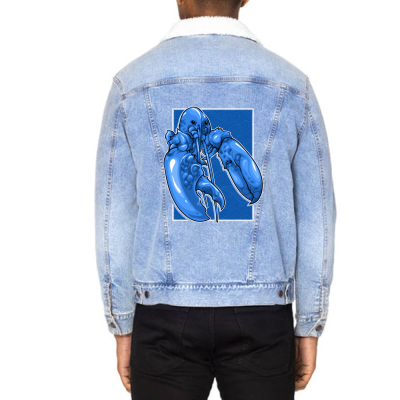 Funny Jumpscare Lobster Meme Blue Crustacean Pullover Hoodie Unisex Sherpa-lined Denim Jacket | Artistshot