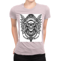 Apache Skull Black N White Poster Summer Ladies Fitted T-shirt | Artistshot