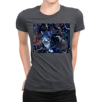 A Futuristic Cat Bright Abstract Stylized Illustration Poster Love Ladies Fitted T-shirt | Artistshot