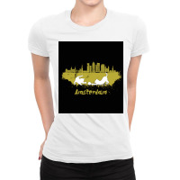 Amsterdam Skyline Cat Poster Cool (1) Ladies Fitted T-shirt | Artistshot