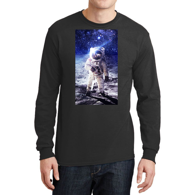 Astronaut Poster Blue Long Sleeve Shirts | Artistshot