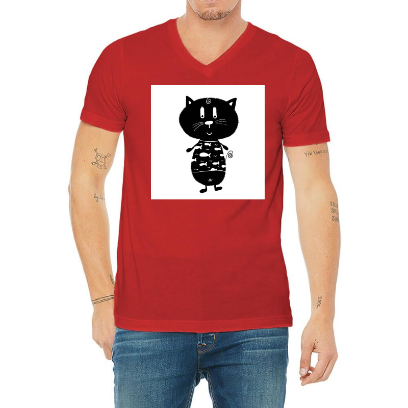 Black And White Cat Nr11 Poster 70s V-neck Tee | Artistshot