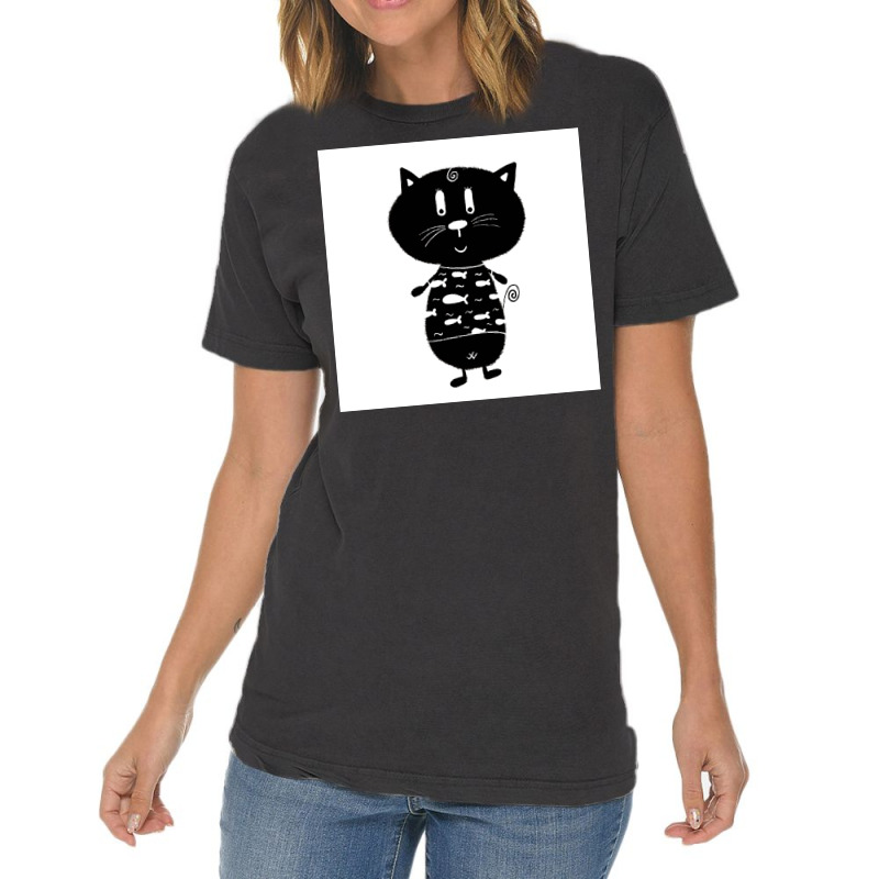 Black And White Cat Nr11 Poster 70s Vintage T-shirt | Artistshot