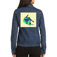 Cat Licking His Butt Poster Funny Ladies Denim Jacket | Artistshot