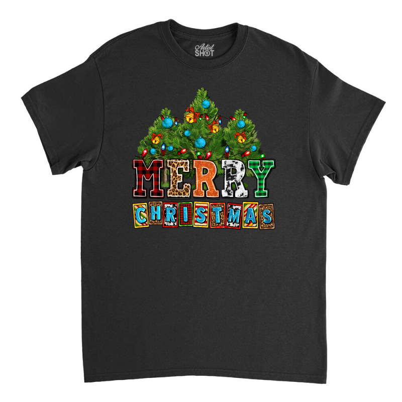 Merry Christmas With Christmas Trees Classic T-shirt by AdoDesignShop | Artistshot