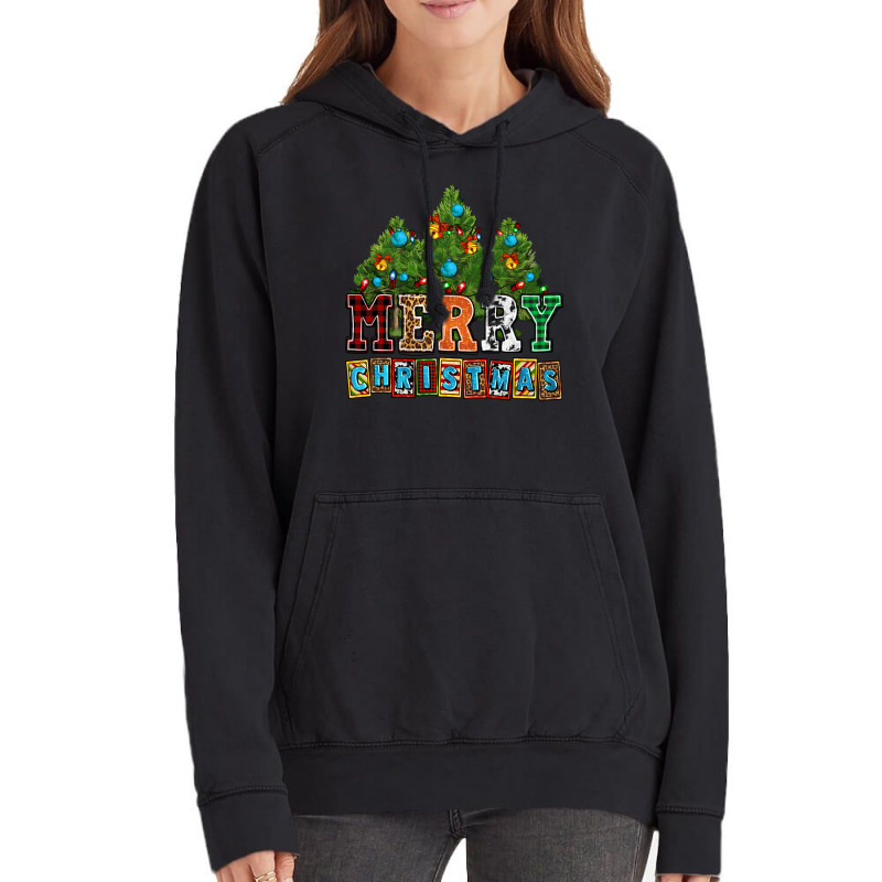 Merry Christmas With Christmas Trees Vintage Hoodie by AdoDesignShop | Artistshot