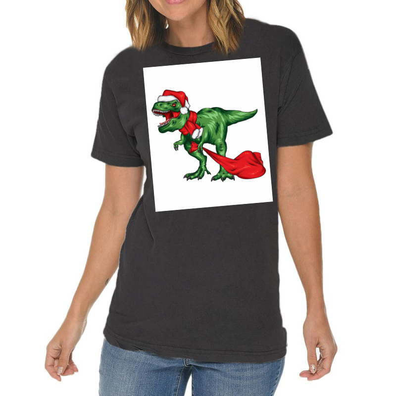 Dinosaur Christmas Funny Poster Girl Vintage T-Shirt by dergiakcjaj | Artistshot