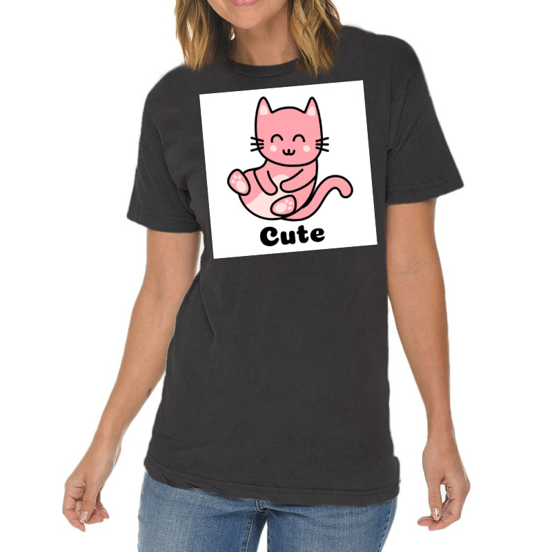 Cat Cartoon Decided Cute Poster Green Vintage T-shirt | Artistshot