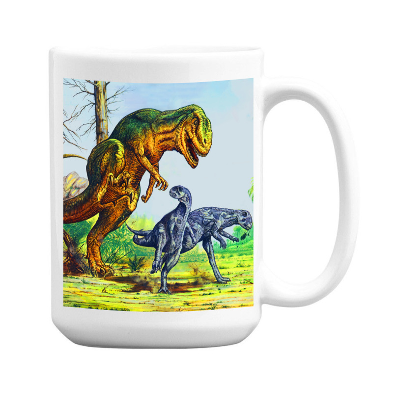 Allosaurus Vs Dryosaurus Poster Nostalgia 15 Oz Coffee Mug | Artistshot