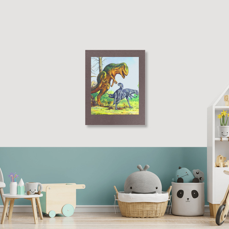 Allosaurus Vs Dryosaurus Poster Nostalgia Portrait Canvas Print | Artistshot