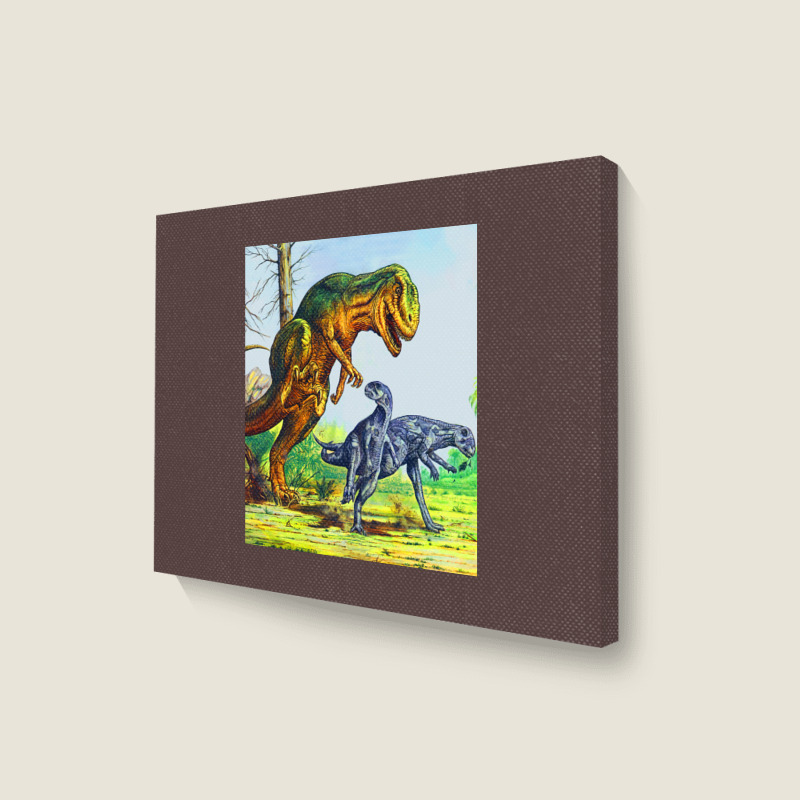 Allosaurus Vs Dryosaurus Poster Nostalgia Landscape Canvas Print | Artistshot