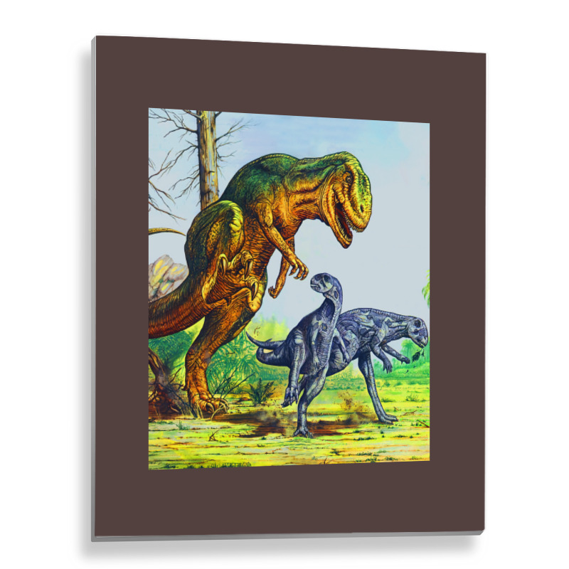 Allosaurus Vs Dryosaurus Poster Nostalgia Metal Print Vertical | Artistshot