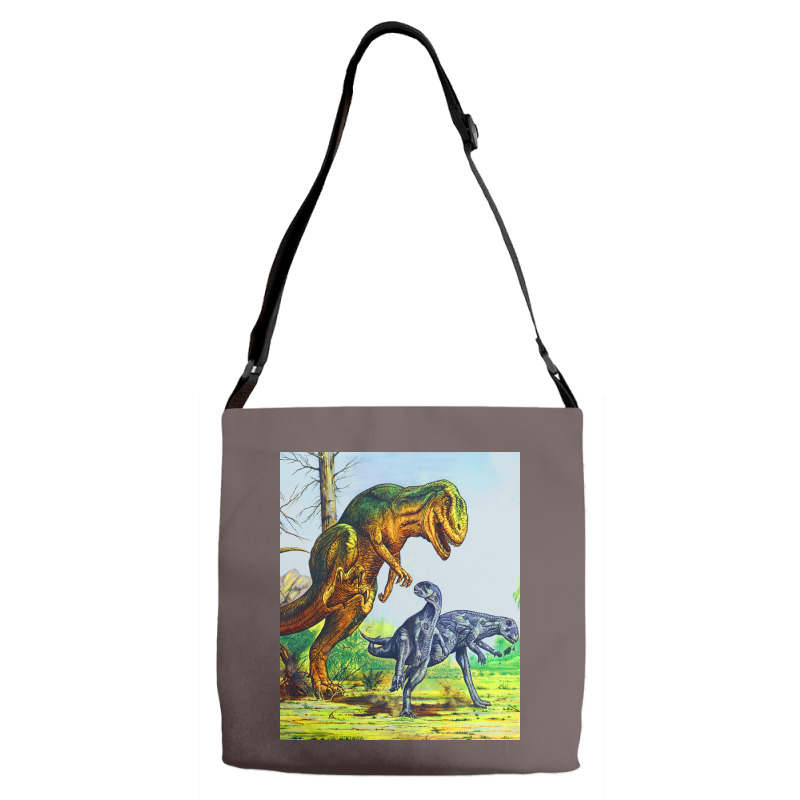 Allosaurus Vs Dryosaurus Poster Nostalgia Adjustable Strap Totes | Artistshot