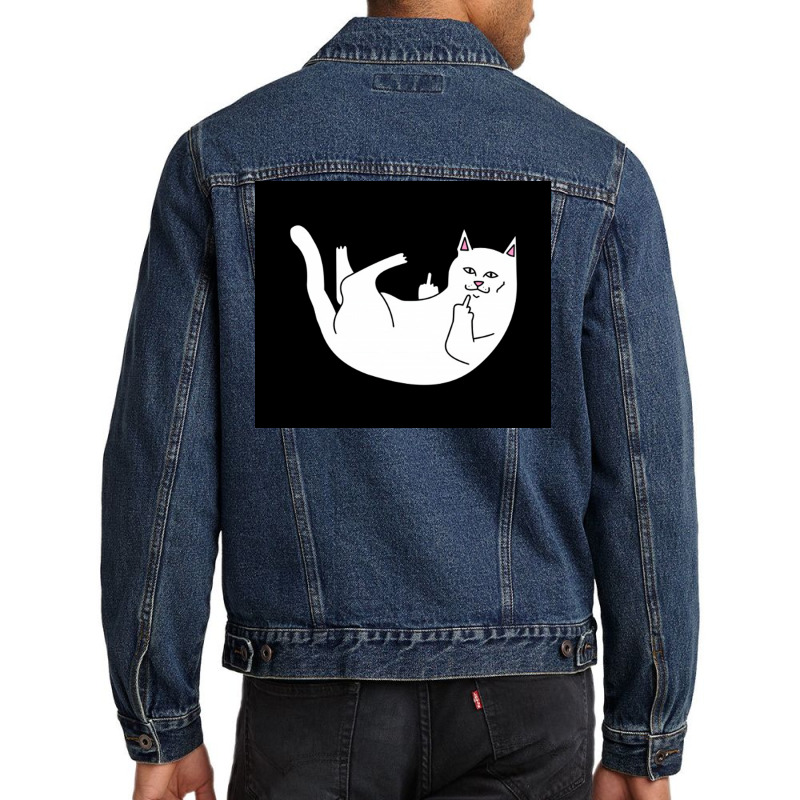 Cat Lying Down Poster Green Men Denim Jacket | Artistshot