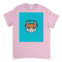 Cat Wearing Headphone Poster Stars Classic T-shirt | Artistshot