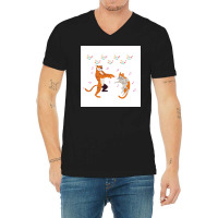 Cat Vs Tiger Party Poster Humor V-neck Tee | Artistshot