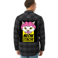 Cat With Wig Moew Stache Poster 80s Flannel Shirt | Artistshot