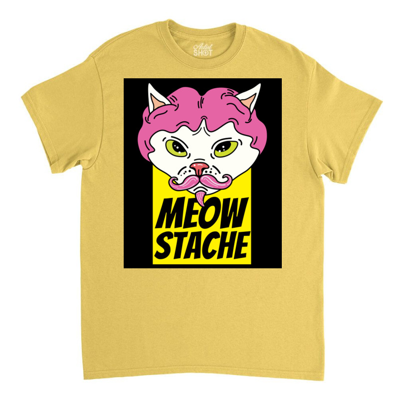 Cat With Wig Moew Stache Poster 80s Classic T-shirt | Artistshot