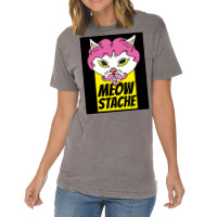 Cat With Wig Moew Stache Poster 80s Vintage T-shirt | Artistshot