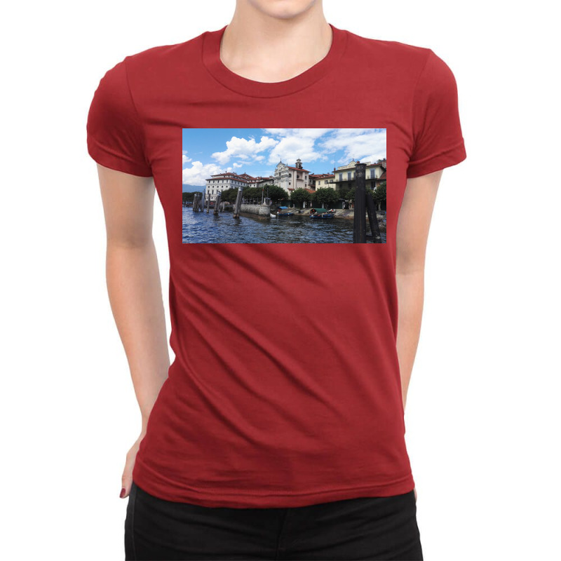 Borromean Islands In Lago Maggiore Arriving By Boat Poster Ladies Fitted T-Shirt by kojekslagod | Artistshot