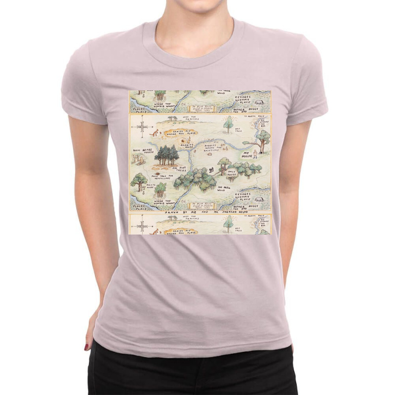 Hundred Acre Wood Map Poster 80s Ladies Fitted T-Shirt by msdratdzaljaf | Artistshot