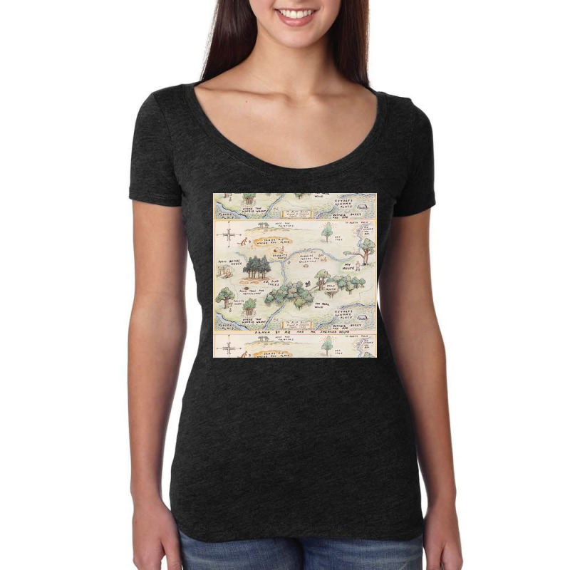 Hundred Acre Wood Map Poster 80s Women's Triblend Scoop T-shirt by msdratdzaljaf | Artistshot