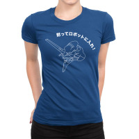 Evangelion Eva Unit 01 Shut Up And Get In The Robot! (white) Ladies Fitted T-shirt | Artistshot