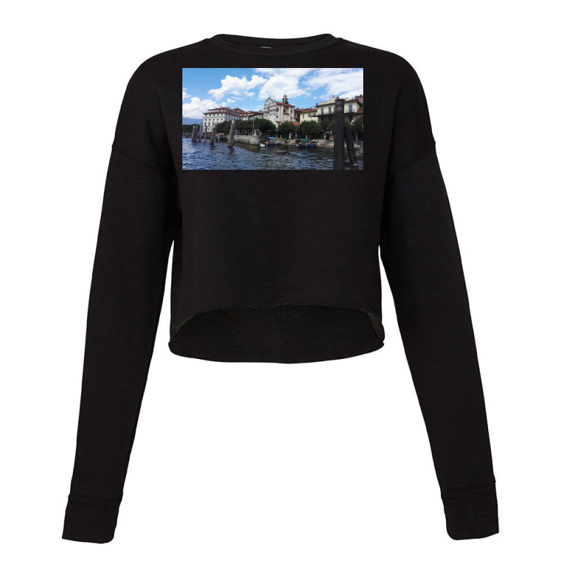 Borromean Islands In Lago Maggiore Arriving By Boat Poster Nostalgia Cropped Sweater by munyadeadyu | Artistshot