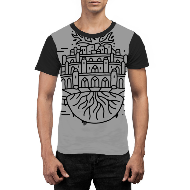 Castle In The Sky (studio Ghibli)   Black Outline Graphic T-shirt by mokongmnord | Artistshot